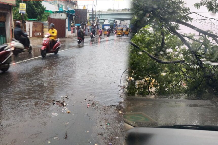சென்னையில் கொட்டித்தீர்த்த மழை- சாலைகள் பெருக்கெடுத்து ஓடிய மழைநீர் சென்னையில் கொட்டித்தீர்த்த மழை- சாலைகள் பெருக்கெடுத்து ஓடிய மழைநீர்
