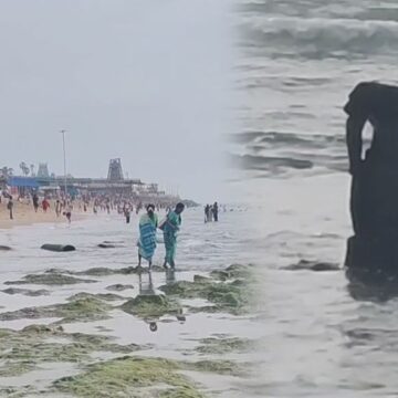 திருச்செந்தூரில் கடல் உள்வாங்கியதால் வெளியே தெரிந்த உருவம்- பரவசமடைந்த பக்தர்கள்..!  