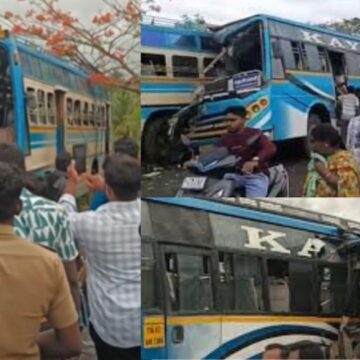 தென்காசியில் தனியார் பேருந்துகள் மோதி விபத்து : 8 பேர் பலி 40 பேர் காயம்