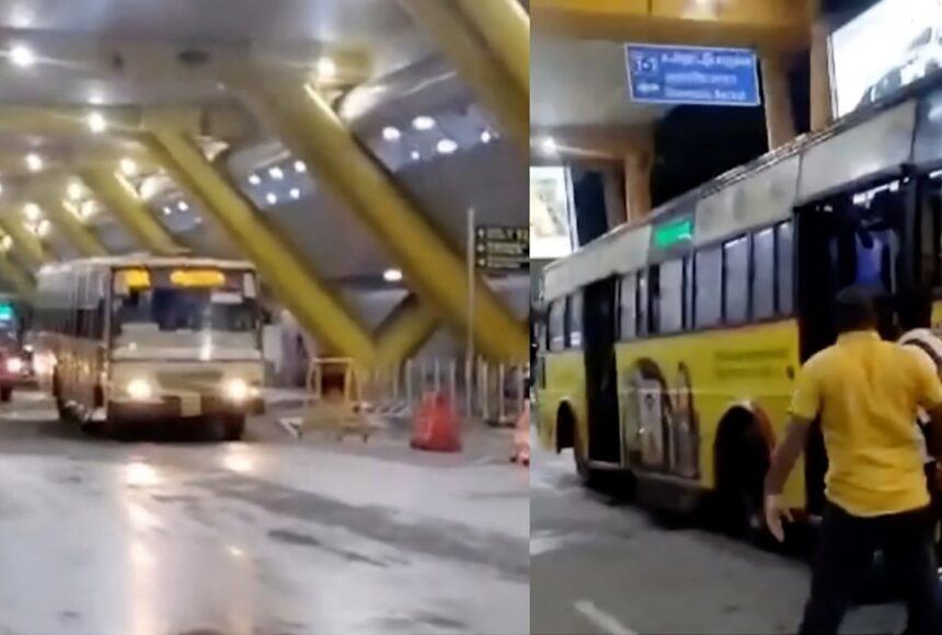 விட்றா ஏர்போட்டுக்கு பஸ்-அ..டாக்சி கிடைக்காமல் தவித்த பயணிகள். விட்றா ஏர்போட்டுக்கு பஸ்-அ..டாக்சி கிடைக்காமல் தவித்த பயணிகள்.. பிக்-அப் செய்ய விரைந்த அரசு பேருந்து