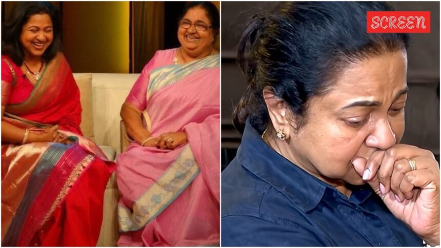 Radhika Sarathkumar, sister Nirosha cry uncontrollably as they bid farewell to mother Geetha Radha. Watch