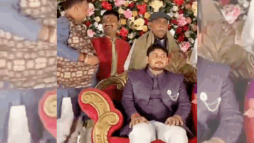 VIP crash: Stage crashes as BJP netas crowd around bride and groom at UP wedding VIP crash: Stage crashes as BJP netas crowd around bride and groom at UP wedding