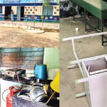 அரசுபள்ளிக்குள் இரவில் புகுந்து குடிமகன்கள் அலப்பறை: சத்துணவு முட்டையை சைட் டிஷ் ஆக்கி அட்டகாசம்