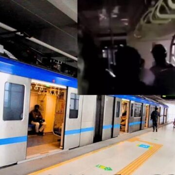 சென்னை விமானநிலையம் டூ விம்கோ நகர் மெட்ரோ ரயில் : நடுவழியில் நின்றதால் பயணிகள் பரிதவிப்பு  