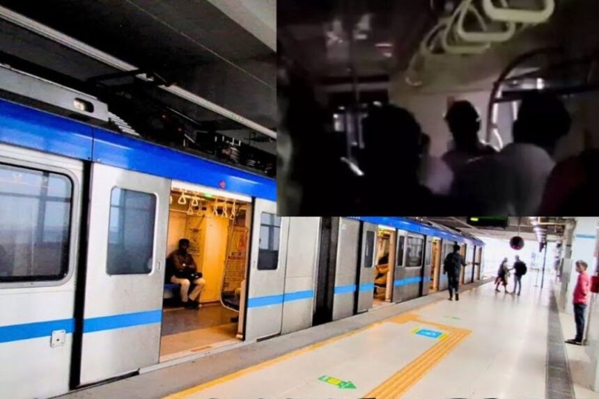 சென்னை விமானநிலையம் டூ விம்கோ நகர் மெட்ரோ ரயில் : நடுவழியில் நின்றதால் பயணிகள் பரிதவிப்பு  