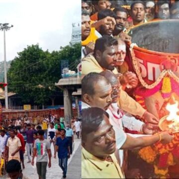 திருவண்ணாமலை கார்த்திகை தீபத்திருவிழா : மலை உச்சியில் மகாதீப கொப்பரை- லட்சகணக்கான பக்தர்கள் குவிந்தனர் 