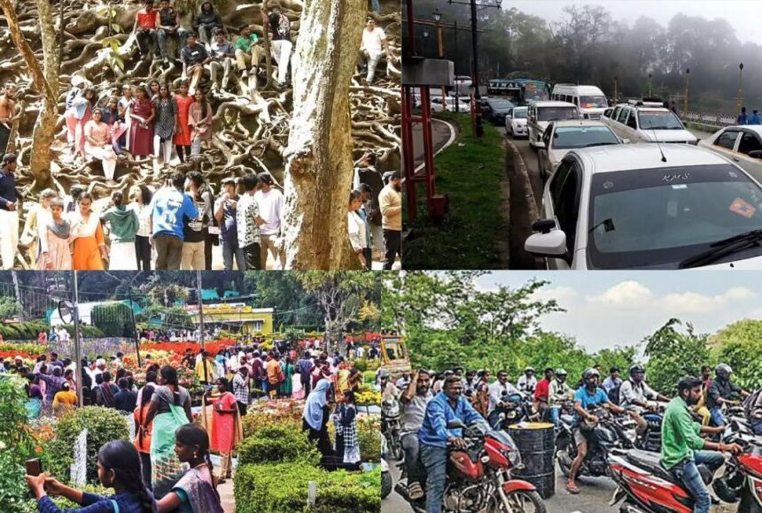 தொடர் விடுமுறை: சுற்றுலா தலங்களுக்கு படையெடுக்கும் மக்களால் போக்குவரத்து நெரிசல் 