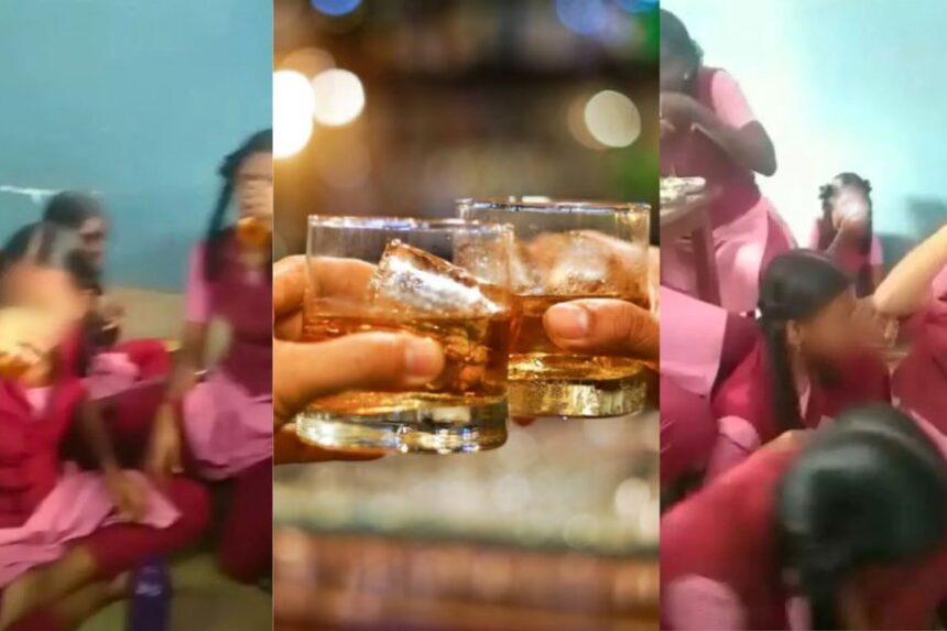 மாணவிகள் சரக்கு அடிக்கும் வீடியோ: சமூக வலைதளங்களில் வைரல், பெற்றோர்கள் அதிர்ச்சி மாணவிகள் சரக்கு அடிக்கும் வீடியோ: சமூக வலைதளங்களில் வைரல், பெற்றோர்கள் அதிர்ச்சி