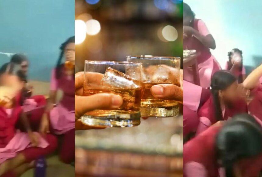 மாணவிகள் சரக்கு அடிக்கும் வீடியோ: சமூக வலைதளங்களில் வைரல், பெற்றோர்கள் அதிர்ச்சி 