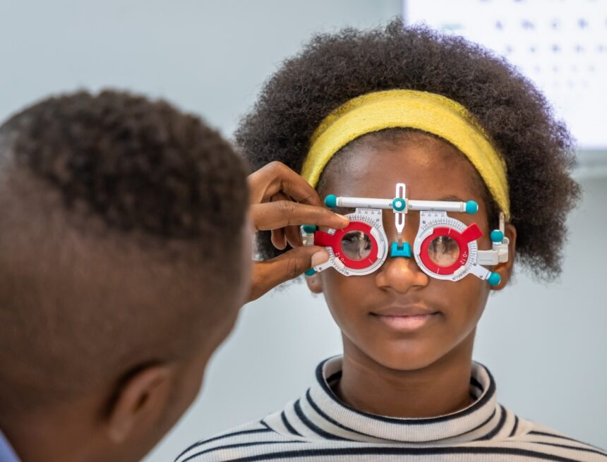 When should children have their first comprehensive eye examination?