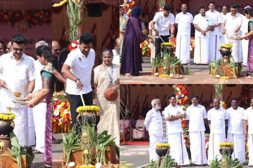 தலைமை செயலகத்தில் பொங்கல் விழா: வேட்டி, சட்டை உடன் முதல்வர் ஸ்டாலின் பங்கேற்பு 