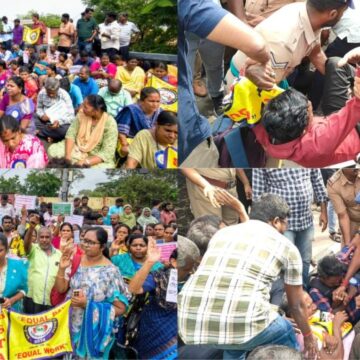 புத்தாண்டில் போராடிய இடை நிலை ஆசிரியர்கள் : வலுக்கட்டாயமாக கைது செய்த போலீஸ்