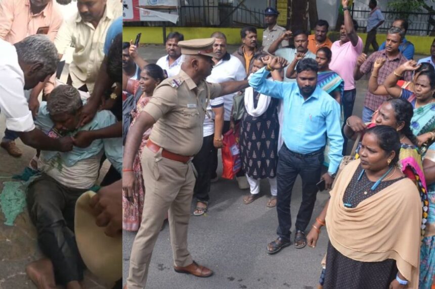 போராட்டத்தில் ஈடுபட்டு கைது செய்யப்பட்ட ஆசிரியர் விஷம் குடித்து தற்கொலை முயற்சி: மருத்துவமனையில் அனுமதி போராட்டத்தில் ஈடுபட்டு கைது செய்யப்பட்ட ஆசிரியர் விஷம் குடித்து தற்கொலை முயற்சி: மருத்துவமனையில் அனுமதி