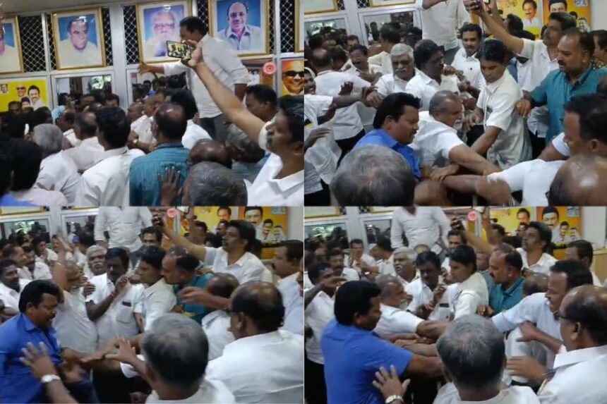 திமுக தொழிற்சங்க அலுவலகத்தில் அடிதடி, ரகளை  இருதரப்பினரிடையே கைகலப்பு