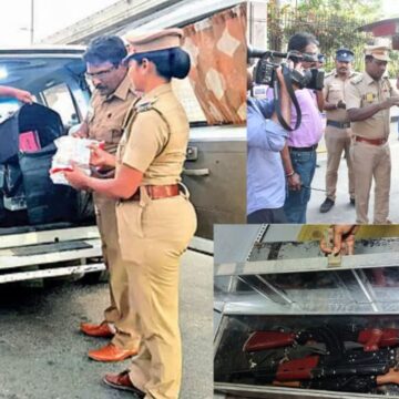 சென்னையில் பரபரப்பு: தேர்தல் பறக்கும் படை சோதனையில் சிக்கிய ஏ.கே.47 துப்பாக்கிகள்