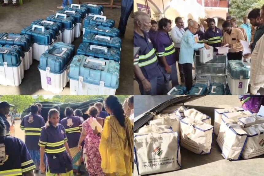 நாளை வாக்குப்பதிவு ஏற்பாடுகள் தீவிரம் : தமிழகம் முழுவதும் பாதுகாப்பு பணியில் 1.47 லட்சம் போலீசார்