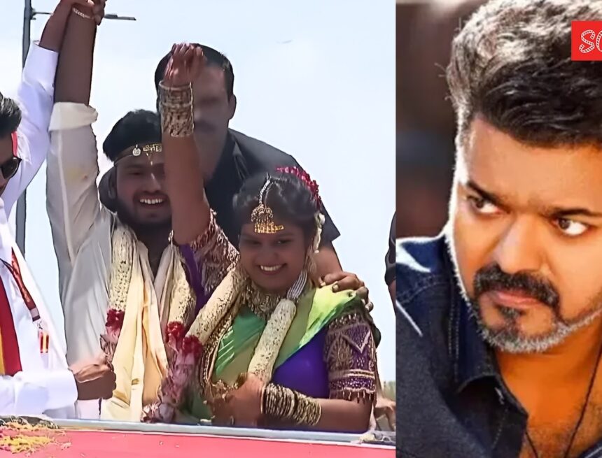 Vijay pauses campaign to invite newlyweds into his van, blesses them