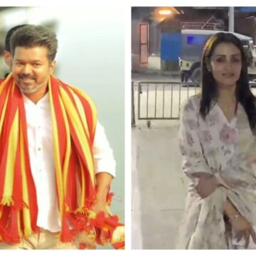As Vijay’s TVK takes the lead in Tamil Nadu elections, Trisha visits Tirupati on her birthday. Watch