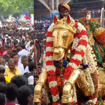 மதுரை சித்திரை திருவிழா: லட்சக்கணக்கான பக்தர்கள் புடைசூழு  கள்ளழகர் வைகை ஆற்றில் இறங்கினார்