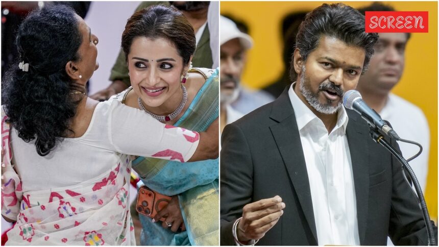 Trisha hugs Vijay’s mother as he takes oath as Tamil Nadu CM; Sangeetha and kids skip ceremony