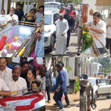 பாரதிராஜா உடலுக்கு அரசு மரியாதை: முதல்வர் விஜய், ஸ்டாலின் நேரில் அஞ்சலி 