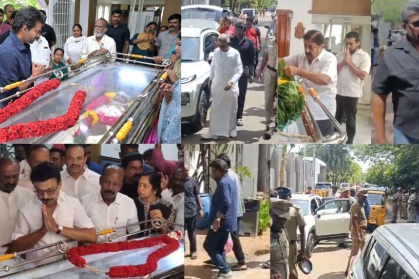 பாரதிராஜா உடலுக்கு அரசு மரியாதை: முதல்வர் விஜய், ஸ்டாலின் நேரில் அஞ்சலி 
