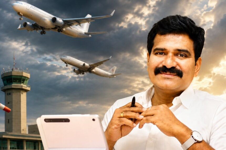 வானில் சிக்கிய அமைச்சர் சென்ற விமானம்…? தரையிறங்க முடியாமல் தவிப்பு..!