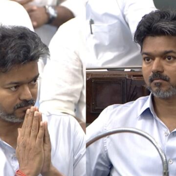 பட்ஜெட்டுக்கு புது லுக்கில் வந்த விஜய். பட்ஜெட்டுக்கு புது லுக்கில் வந்த விஜய்.. சில்வர் புளூ சட்டையின் ரகசியம் என்ன?