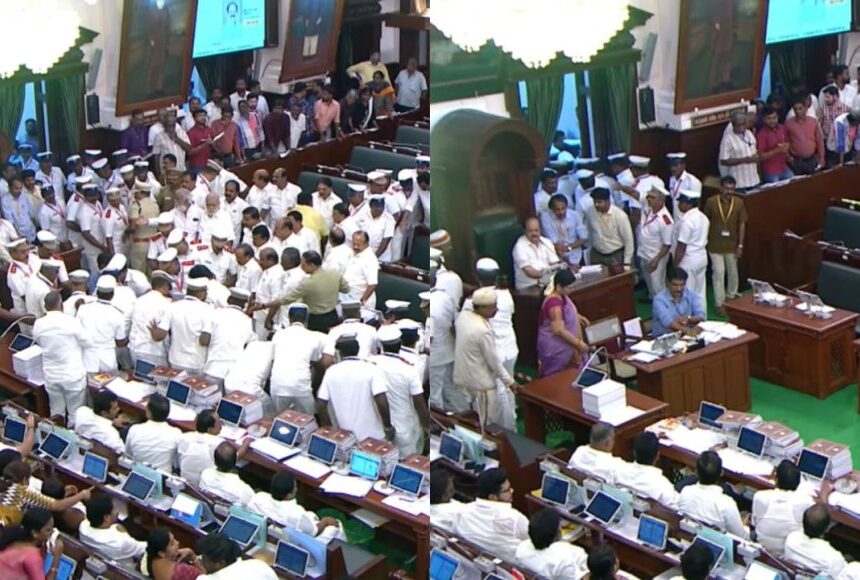 TN Assembly: நீக்க மறுத்த சபாநாயகர். TN Assembly: நீக்க மறுத்த சபாநாயகர்.. தூக்கிச் சென்ற காவலர்கள்!