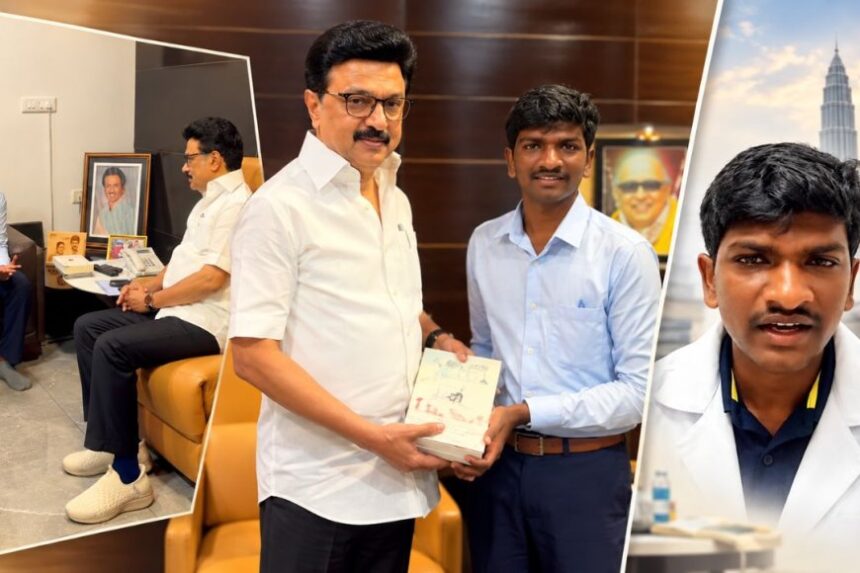 "ஆண்டிப்பட்டி to உலகப் பல்கலைக்கழகத்தில் ஆராய்ச்சி ! " மாணவன் பாரதிதாசனை வாழ்த்திய ஸ்டாலின் !