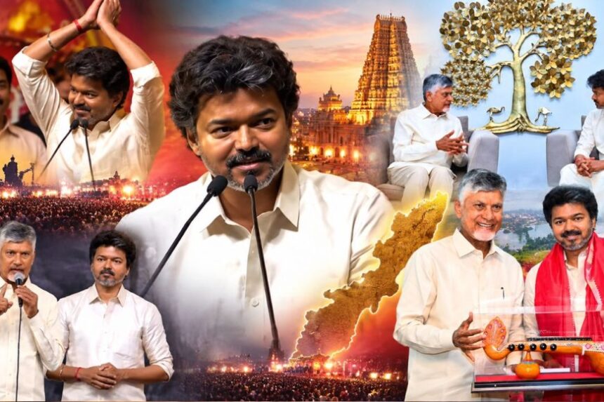 விஜய் – சந்திரபாபு நாயுடு ஒரே மேடையில் ! சுமுகமாக முடிந்த கிருஷ்ணா நதிநீர் விவகாரம் !